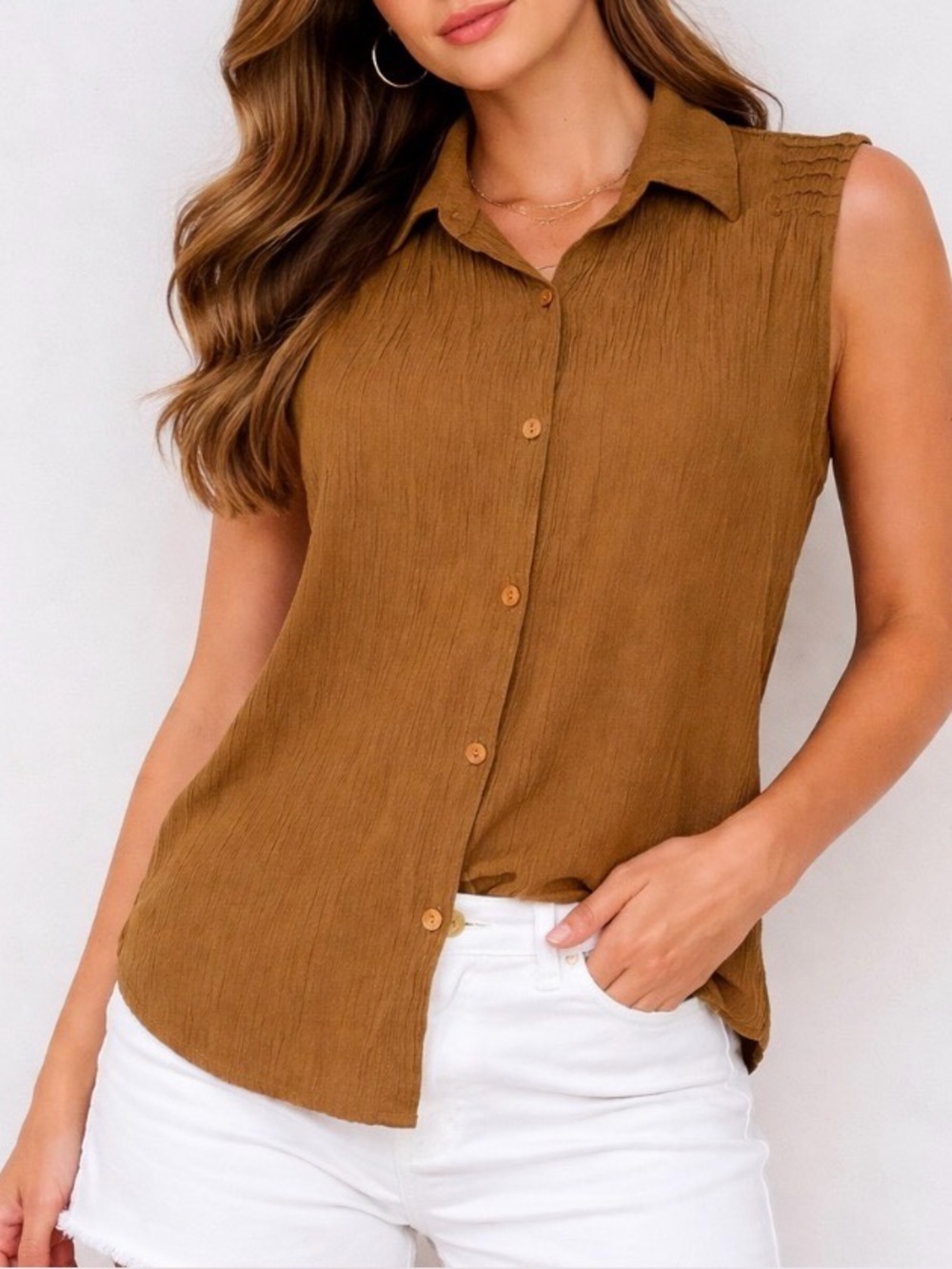 Uniform John Paul Richard dark mustard/tan sleeveless SZ LG